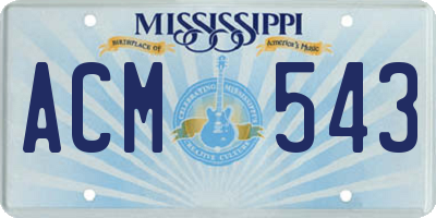 MS license plate ACM543