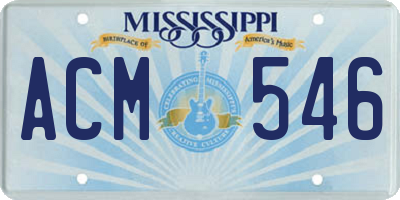 MS license plate ACM546