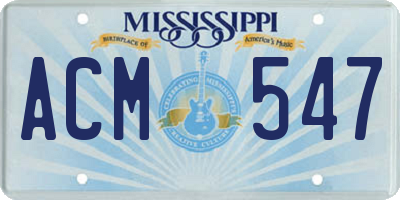 MS license plate ACM547