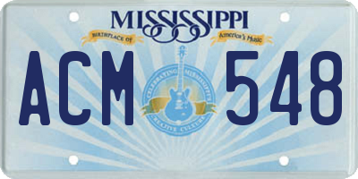 MS license plate ACM548