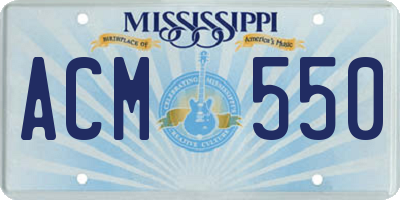 MS license plate ACM550