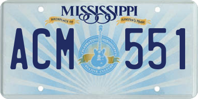 MS license plate ACM551