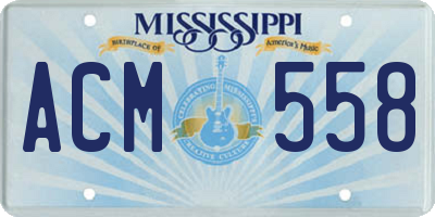 MS license plate ACM558