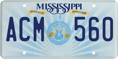 MS license plate ACM560