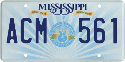 MS license plate ACM561