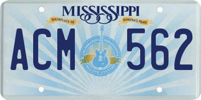 MS license plate ACM562