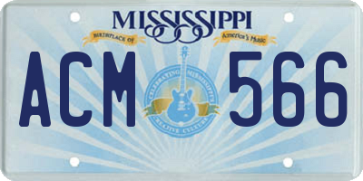 MS license plate ACM566