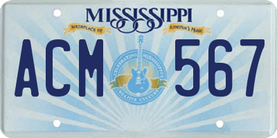 MS license plate ACM567