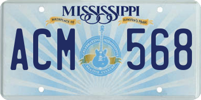MS license plate ACM568