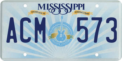 MS license plate ACM573