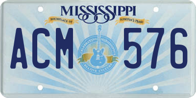 MS license plate ACM576