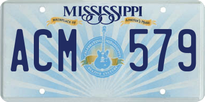 MS license plate ACM579
