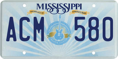 MS license plate ACM580
