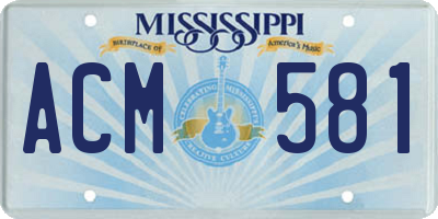 MS license plate ACM581