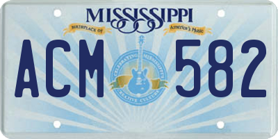 MS license plate ACM582