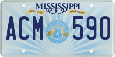 MS license plate ACM590