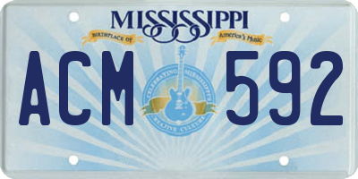 MS license plate ACM592