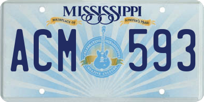 MS license plate ACM593