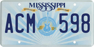 MS license plate ACM598