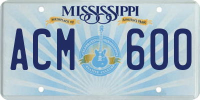 MS license plate ACM600
