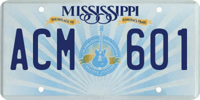 MS license plate ACM601