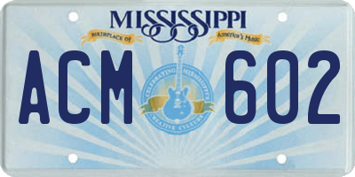 MS license plate ACM602