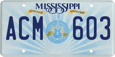 MS license plate ACM603