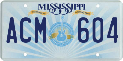 MS license plate ACM604