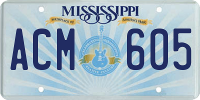MS license plate ACM605