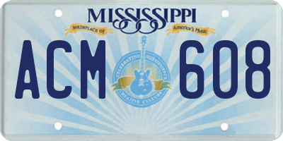 MS license plate ACM608
