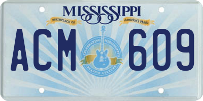 MS license plate ACM609