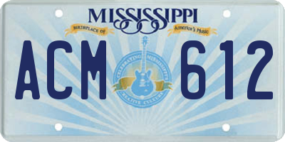MS license plate ACM612