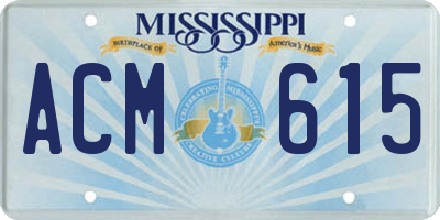 MS license plate ACM615