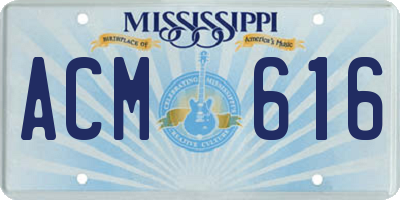 MS license plate ACM616
