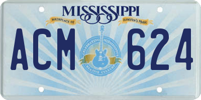 MS license plate ACM624