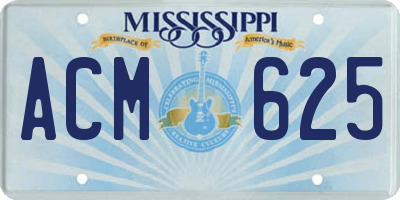 MS license plate ACM625
