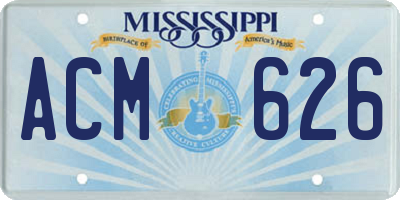 MS license plate ACM626