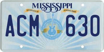 MS license plate ACM630