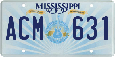 MS license plate ACM631