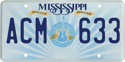 MS license plate ACM633