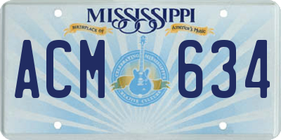 MS license plate ACM634