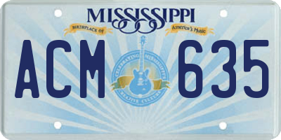 MS license plate ACM635