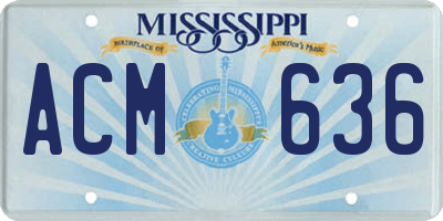 MS license plate ACM636