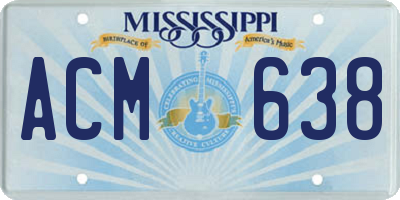 MS license plate ACM638