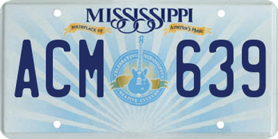 MS license plate ACM639