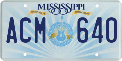 MS license plate ACM640