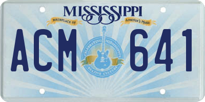 MS license plate ACM641