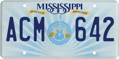 MS license plate ACM642