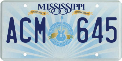 MS license plate ACM645