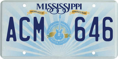 MS license plate ACM646